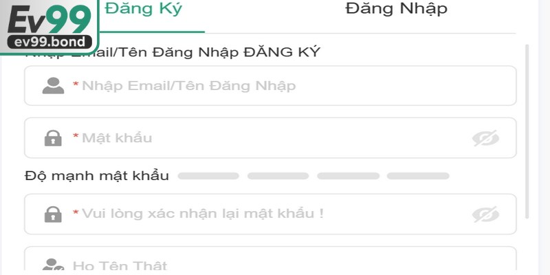 Đăng ký EV99 bắt đầu trải nghiệm mọi dịch vụ đẳng cấp